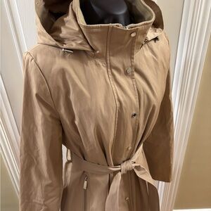 Calvin Klein Tan Trench Coat with Hood